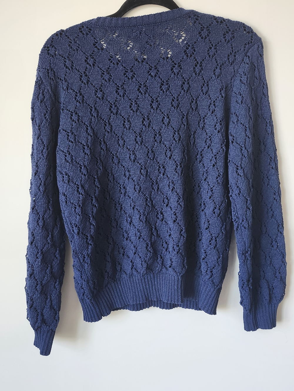 Papillon Blanc Navy Openwork Crewneck Sweater - Picture 7 of 8